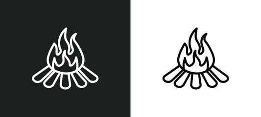 Fototapeta na wymiar bonfire outline icon in white and black colors. bonfire flat vector icon from camping collection for web, mobile apps and ui.