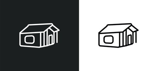 cabin outline icon in white and black colors. cabin flat vector icon from camping collection for web, mobile apps and ui.