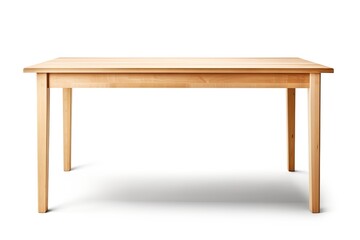 Fototapeta premium Isolated Wooden Dining Table. Modern Minimalist Kitchen Table with Elegant and Simple Design on White Background. Generative AI