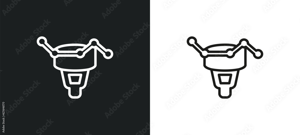 Poster funneling data outline icon in white and black colors. funneling data flat vector icon from business