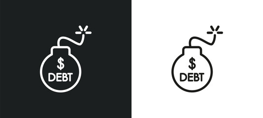 debt outline icon in white and black colors. debt flat vector icon from business and analytics collection for web, mobile apps and ui.