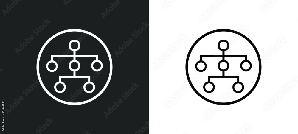 Poster hierarchy outline icon in white and black colors. hierarchy flat vector icon from business collectio