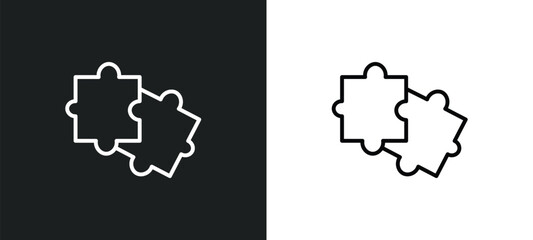 puzzle game piece outline icon in white and black colors. puzzle game piece flat vector icon from business collection for web, mobile apps and ui.