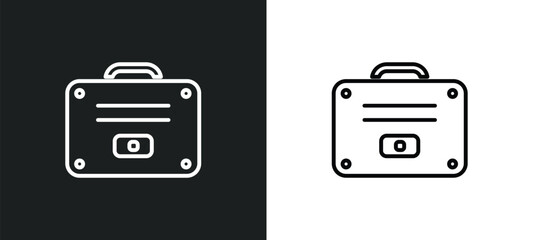 rectangular briefcase outline icon in white and black colors. rectangular briefcase flat vector icon from business collection for web, mobile apps and ui.