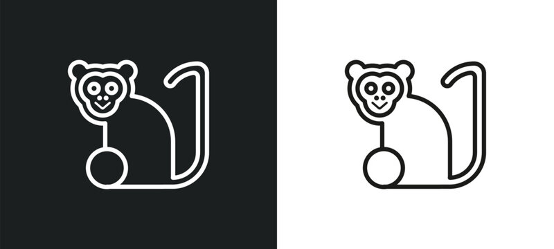monkey outline icon in white and black colors. monkey flat vector icon from brazilia collection for web, mobile apps and ui.