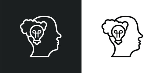 think outline icon in white and black colors. think flat vector icon from brain process collection for web, mobile apps and ui.