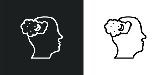 dreaming outline icon in white and black colors. dreaming flat vector icon from brain process collection for web, mobile apps and ui.