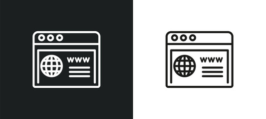 Fototapeta na wymiar web outline icon in white and black colors. web flat vector icon from blogger and influencer collection for web, mobile apps and ui.