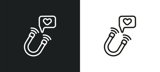 magnet outline icon in white and black colors. magnet flat vector icon from blogger and influencer collection for web, mobile apps and ui.