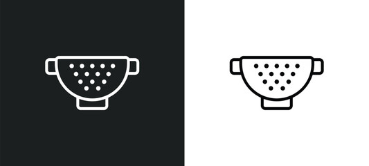 strainer with handle outline icon in white and black colors. strainer with handle flat vector icon from bistro and restaurant collection for web, mobile apps and ui.