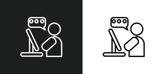 man typing outline icon in white and black colors. man typing flat vector icon from behavior collection for web, mobile apps and ui.