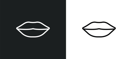 woman lips outline icon in white and black colors. woman lips flat vector icon from beauty collection for web, mobile apps and ui.