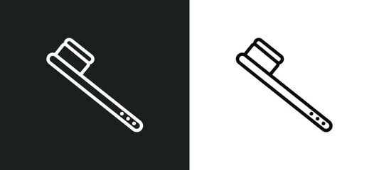teeth brush outline icon in white and black colors. teeth brush flat vector icon from beauty collection for web, mobile apps and ui.