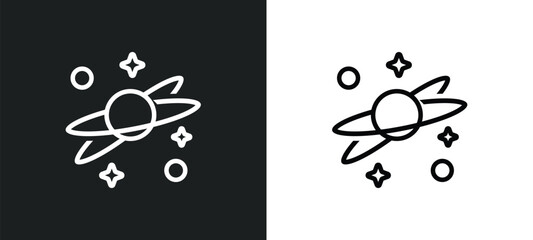 planets outline icon in white and black colors. planets flat vector icon from astronomy collection for web, mobile apps and ui.