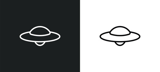 ufo flying outline icon in white and black colors. ufo flying flat vector icon from astronomy collection for web, mobile apps and ui. © Digital Bazaar