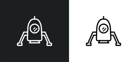 space lander outline icon in white and black colors. space lander flat vector icon from astronomy collection for web, mobile apps and ui. - obrazy, fototapety, plakaty
