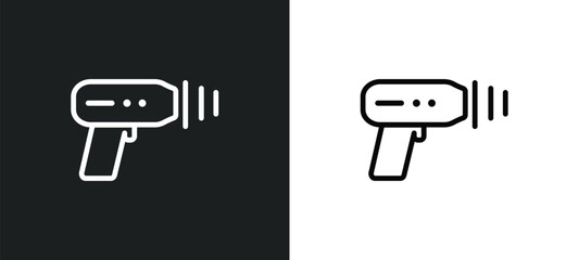 laser gun outline icon in white and black colors. laser gun flat vector icon from astronomy collection for web, mobile apps and ui.