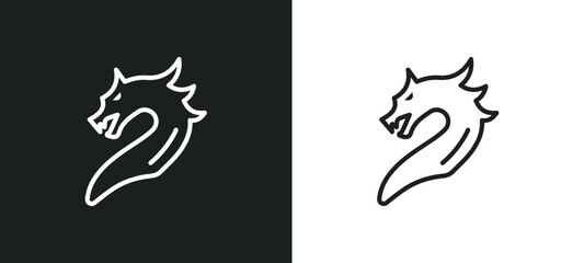 dragon outline icon in white and black colors. dragon flat vector icon from asian collection for web, mobile apps and ui.
