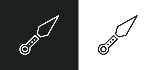 kunai outline icon in white and black colors. kunai flat vector icon from asian collection for web, mobile apps and ui. © Digital Bazaar