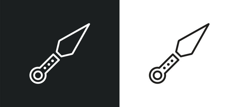 kunai outline icon in white and black colors. kunai flat vector icon from asian collection for web, mobile apps and ui.