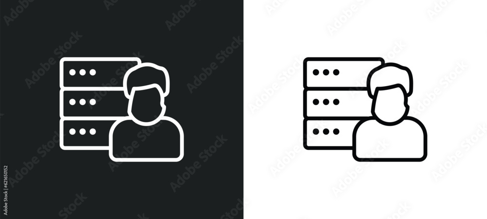 Poster users outline icon in white and black colors. users flat vector icon from big data collection for we