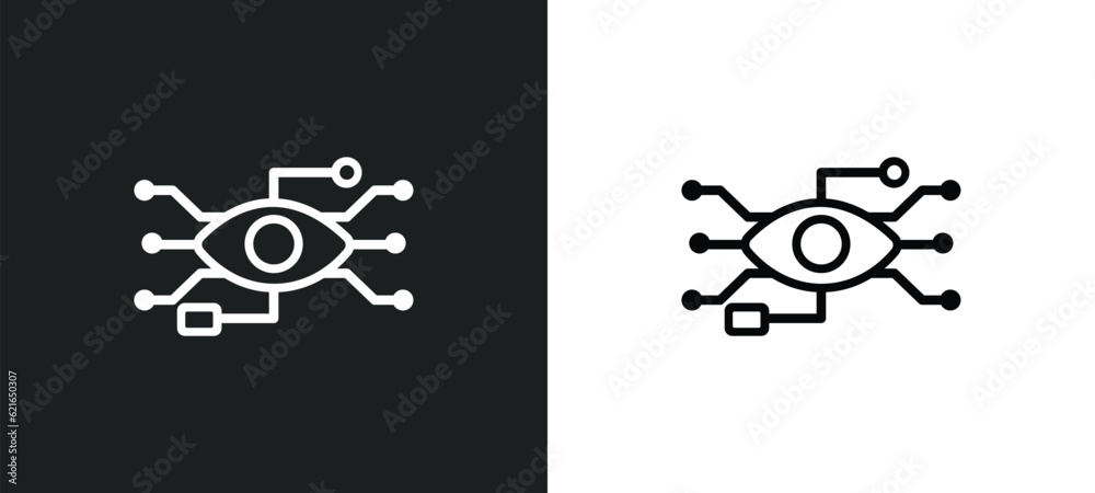 Poster bionic outline icon in white and black colors. bionic flat vector icon from augmented reality collec