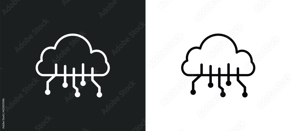 Poster cloud computing outline icon in white and black colors. cloud computing flat vector icon from artifi