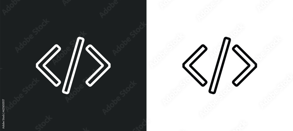 Poster code outline icon in white and black colors. code flat vector icon from artificial intelligence coll