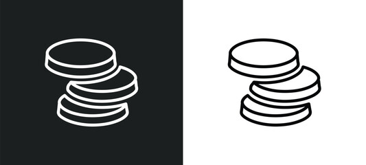 coins outline icon in white and black colors. coins flat vector icon from artificial intelligence collection for web, mobile apps and ui.