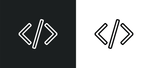 code outline icon in white and black colors. code flat vector icon from artificial intelligence collection for web, mobile apps and ui.