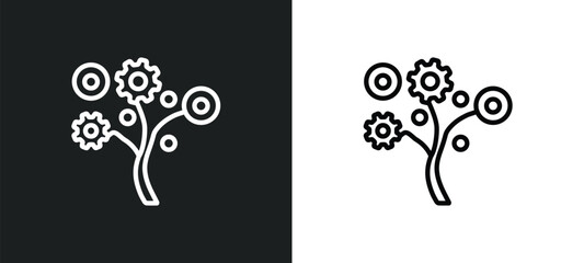 technology tree outline icon in white and black colors. technology tree flat vector icon from artificial intellegence collection for web, mobile apps and ui.