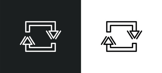 counter arrow outline icon in white and black colors. counter arrow flat vector icon from arrows collection for web, mobile apps and ui.