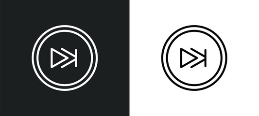 fast forward outline icon in white and black colors. fast forward flat vector icon from arrows collection for web, mobile apps and ui.