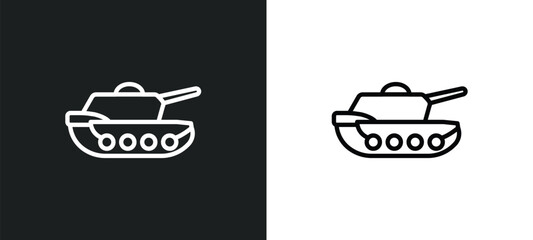 tank outline icon in white and black colors. tank flat vector icon from army collection for web, mobile apps and ui.