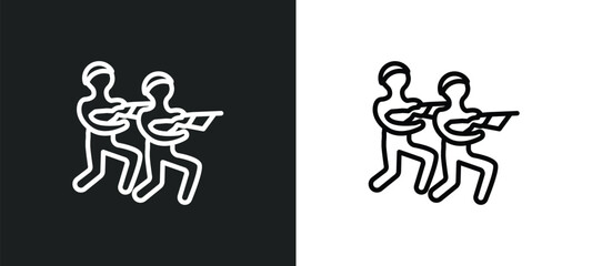 Fototapeta na wymiar combat outline icon in white and black colors. combat flat vector icon from army and war collection for web, mobile apps and ui.