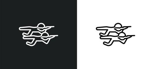 assault outline icon in white and black colors. assault flat vector icon from army and war collection for web, mobile apps and ui.