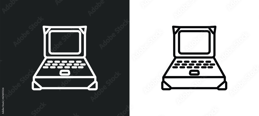 Poster notebook outline icon in white and black colors. notebook flat vector icon from army collection for 