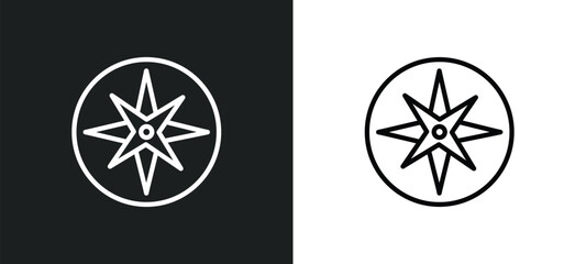 cardinal points on winds star outline icon in white and black colors. cardinal points on winds star flat vector icon from army collection for web, mobile apps and ui.