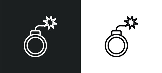 bomb outline icon in white and black colors. bomb flat vector icon from army collection for web, mobile apps and ui.