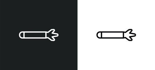 torpedo outline icon in white and black colors. torpedo flat vector icon from army collection for web, mobile apps and ui. - obrazy, fototapety, plakaty
