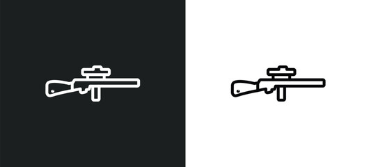 rifle outline icon in white and black colors. rifle flat vector icon from army collection for web, mobile apps and ui.