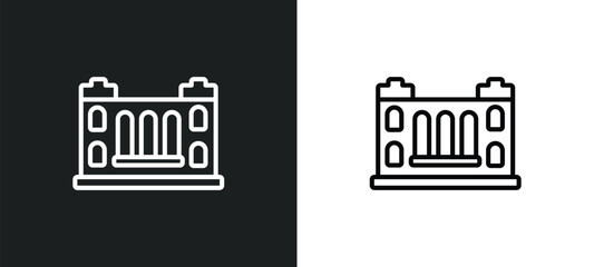 militar antique building outline icon in white and black colors. militar antique building flat vector icon from army collection for web, mobile apps and ui.