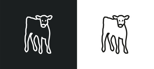calf outline icon in white and black colors. calf flat vector icon from animals collection for web, mobile apps and ui.