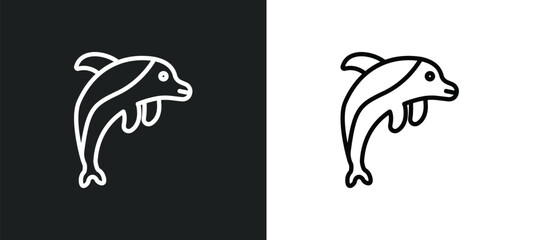 Naklejka premium outline icon in white and black colors. flat vector icon from collection for web, mobile apps and