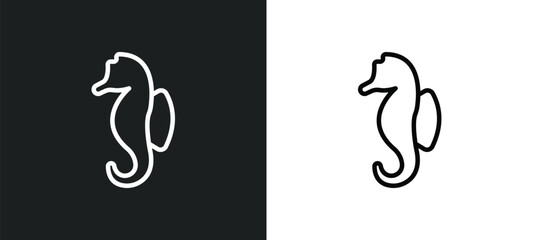 seahorse outline icon in white and black colors. seahorse flat vector icon from animals collection for web, mobile apps and ui. - obrazy, fototapety, plakaty