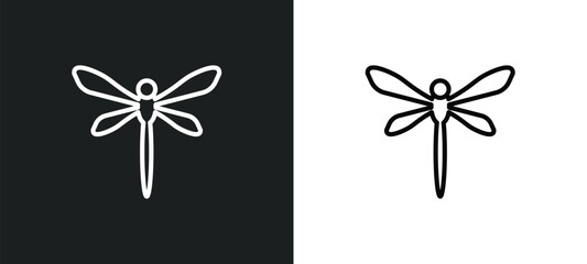 dragonflay outline icon in white and black colors. dragonflay flat vector icon from animals collection for web, mobile apps and ui.