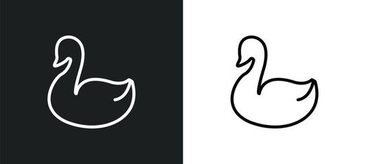 swan outline icon in white and black colors. swan flat vector icon from animals collection for web, mobile apps and ui.
