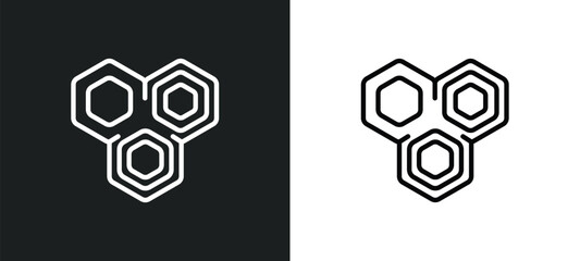 hexagon outline icon in white and black colors. hexagon flat vector icon from analytics collection for web, mobile apps and ui.