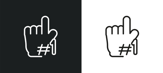 Obraz premium foam finger outline icon in white and black colors. foam finger flat vector icon from american football collection for web, mobile apps and ui.