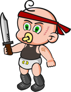 Baby Rambo Vector Illustation - Fictional